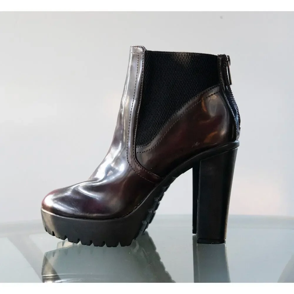 Steve Madden Amandaa Burgundy Lug Bottom Platform Booties Womens Size 10M